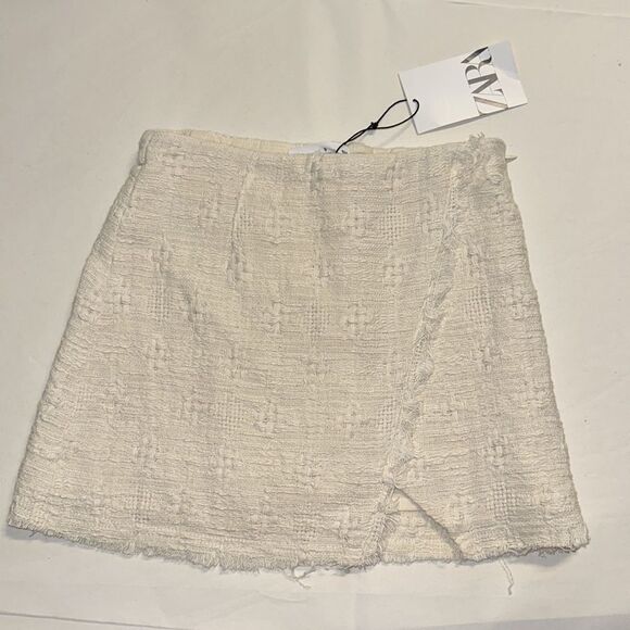 ZARA Kids | Ecru | STRUCTURED FRAYED WRAP SKIRT - Picture 5 of 6